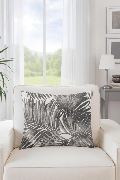 Duck Yaprak Kırlent Kılıfı Bej Gri V1 45x55