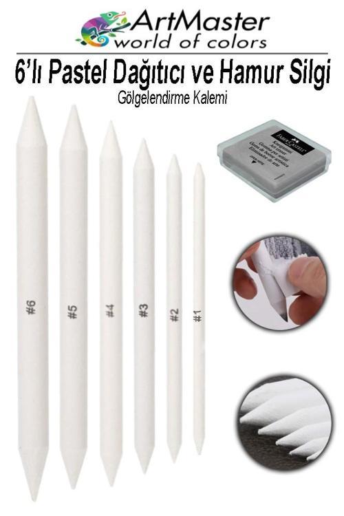 Gölgelendirme Kalemi Pastel Dağıtıcı 6 Lı 1 Paket Ve 1 Adet Hamur Silgi Kalemi Kara Kalem Dağıtıcı Kalem Kaynaştırma