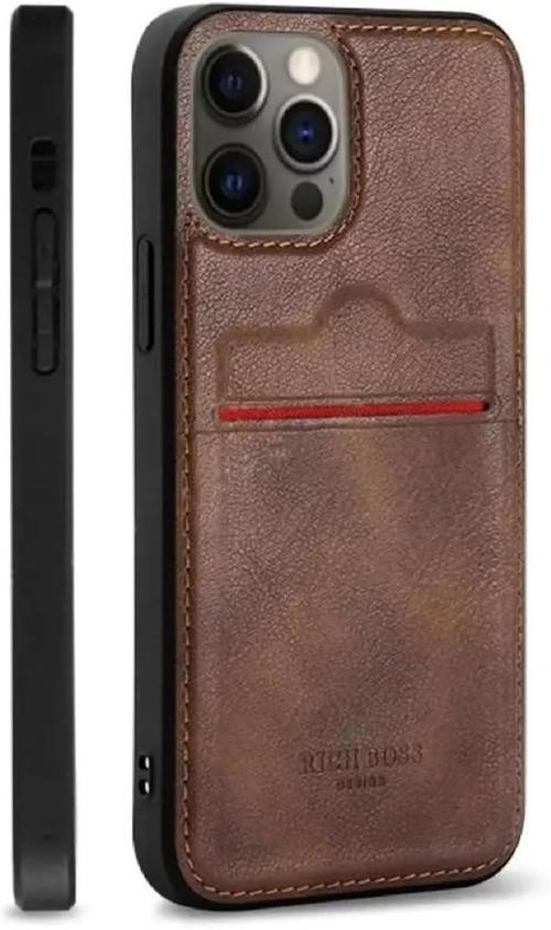 Apple iPhone 15 Pro Uyumlu Telefon Kılıfı, Premium Kahverengi Deri, Siyah Çerçeveli Koruyucu Kılıf