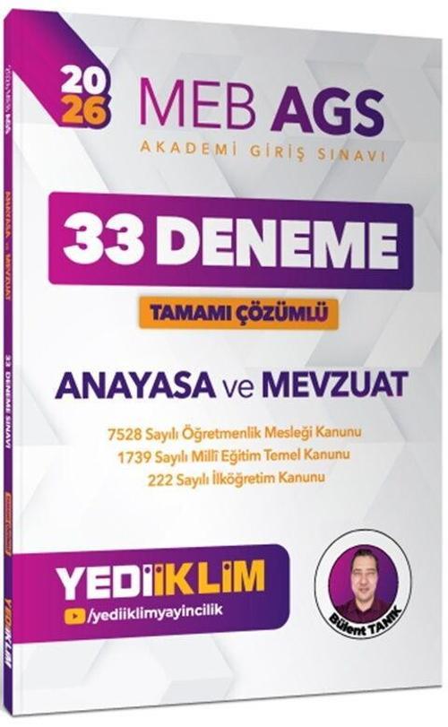 2026 MEB AGS Anayasa ve Mevzuat Tamamı Çözümlü Yediiklim Yayınları