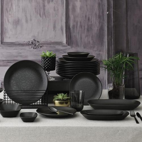 Ent Otel 12 Cm Bone Kare Kayık Tabak Siyah Mat