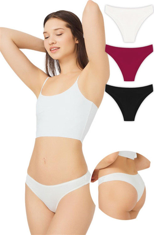 Pamuklu Basic Kadın Brezilya Külot 3'lü Paket - 1