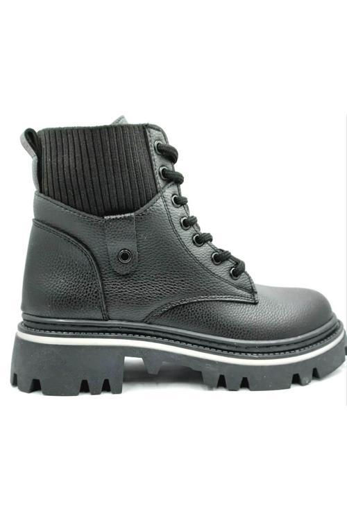 332087 Siyah Bağcıklı Fermuarlı Kadın Bot