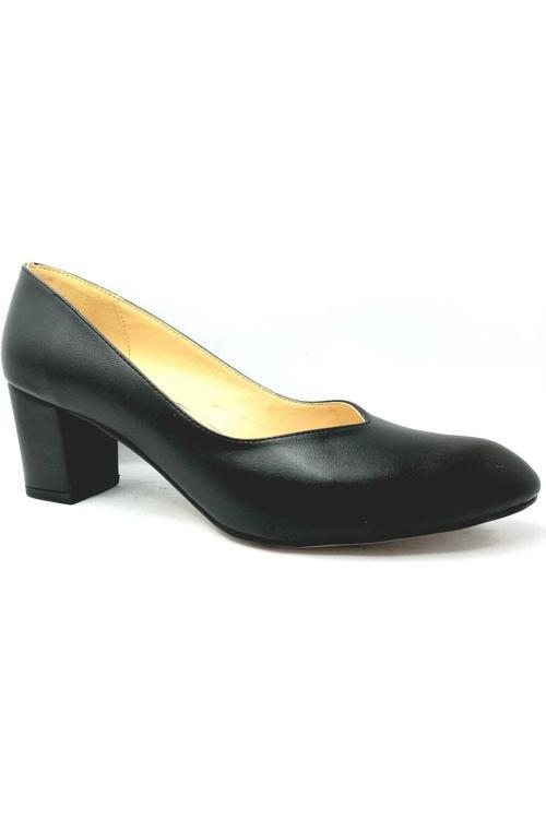 Siyah 41 42 Büyük Numara Topuk 6 Cm Kadın Ayakkabı