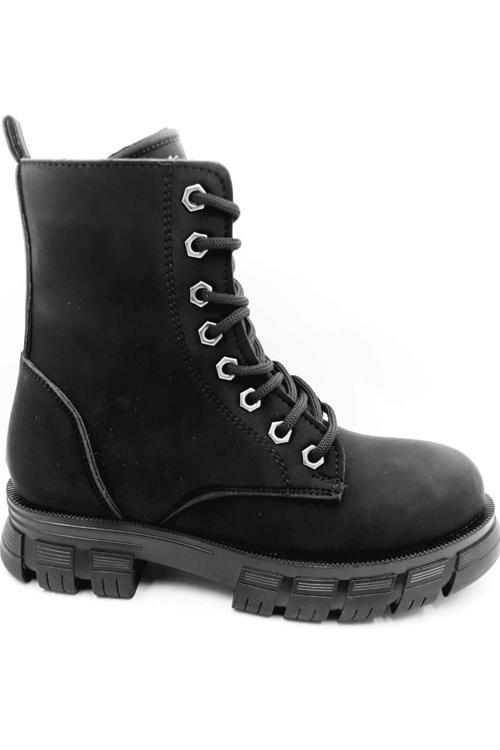 354078 Siyah Bağcıklı Fermuarlı Kadın Bot