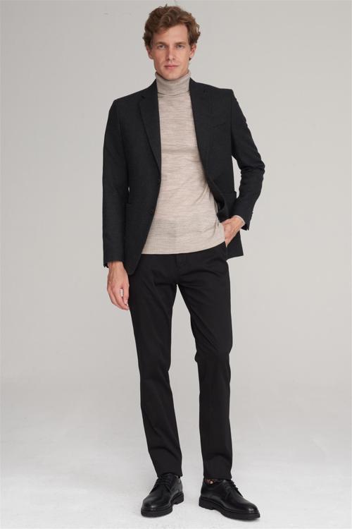 6646 Erkek Regular Flanel Yan Cep Pantolon Siyah