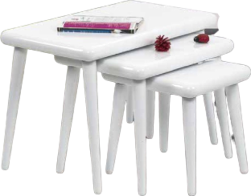 Zigon OSM 13280 CLASS Model Sehpa Parlak Beyaz Ahşap Kayın Retro ayak El Yapımı