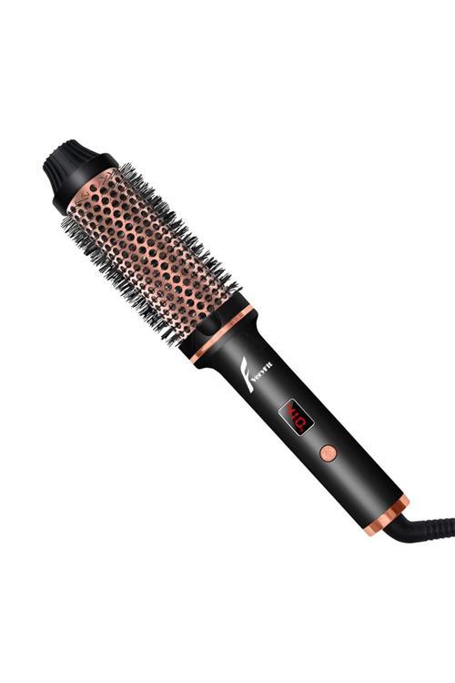 Çift Ptc 3 In 1 Lcd Ekran Iyonik Termal Fırça Saç Şekillendirici - Düzleştirici Tarak - 38 Mm