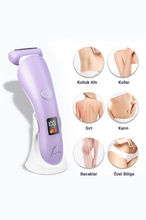 Ipx7 Su Geçirmez 3 İn 1 Epilatör Bacak Sırt Yüz Bikini Bölgesi Kadın Tıraş Makinesi
