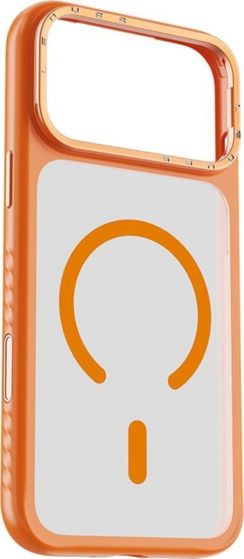 İphone 17 Pro Uyumlu Kılıf M-Safe Şarj Özellikli Metal Kamera Standlı Ck226 Pc Kapak Turuncu