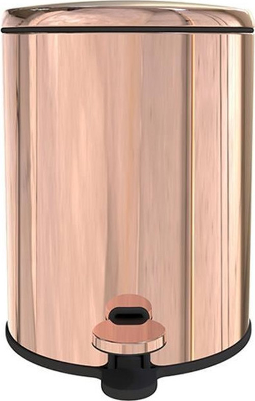 Cigo Metal Pedallı Çöp Kovası 6 LT - Rose Gold İç Kısım Siyah