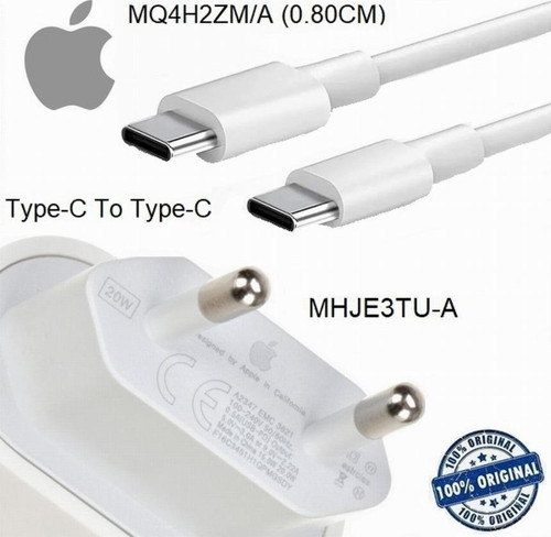 iPhone 16 PRO Max 20W Hızlı Şarj Aleti Seti TYPE-C To Type-C MHJE3TU-A + MQ4H2ZM/A (Kablo Dahil)