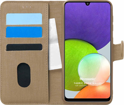 Samsung Galaxy M22 Kılıf Fabric Book Wallet Gold