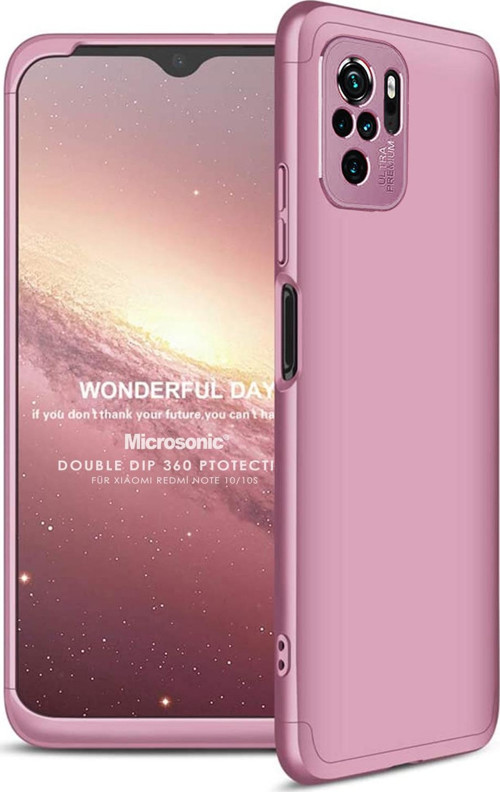 Xiaomi Poco M5s Kılıf Double Dip 360 Protective Rose Gold