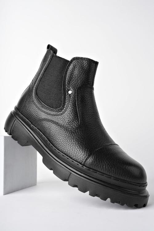 MİNJAE Garantili Hakiki Deri Fermuarlı İçi Kürklü Eva Taban Erkek Kışlık Bot