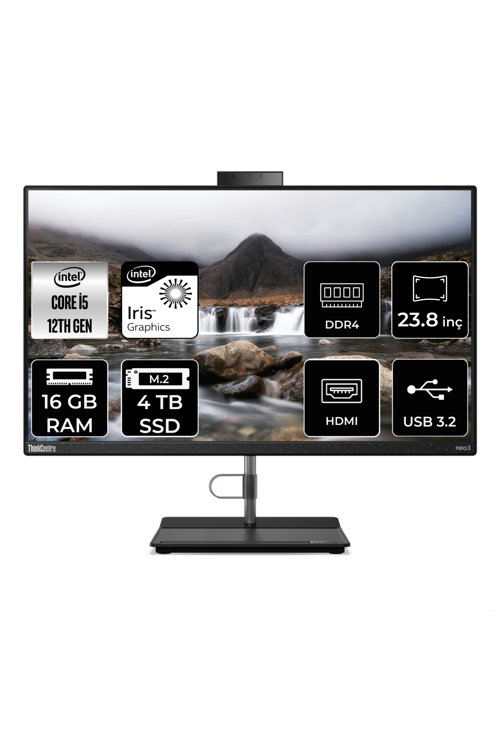 THİNKCENTRE NEO 30A İ5 1235U 16 GB RAM 4 TB SSD 23.8" FHD FDOS ALL IN ONE PC 12CE004KTX