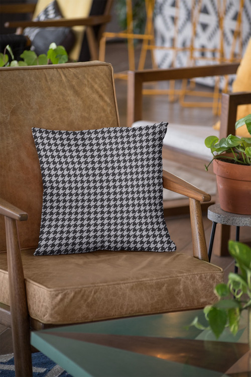 43X43Cm Premium Tay Tüyü Dokuma Kumaş Çift Taraflı Kaz Ayağı Kırlent Yastık Kılıfı Krl120