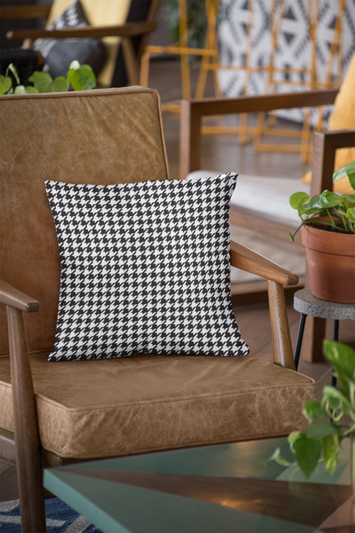 43x43cm Tay Tüyü Dokuma Premium Kumaş Çift Taraflı Kırlent Kaz Ayağı Yastık Kılıfı Krl169