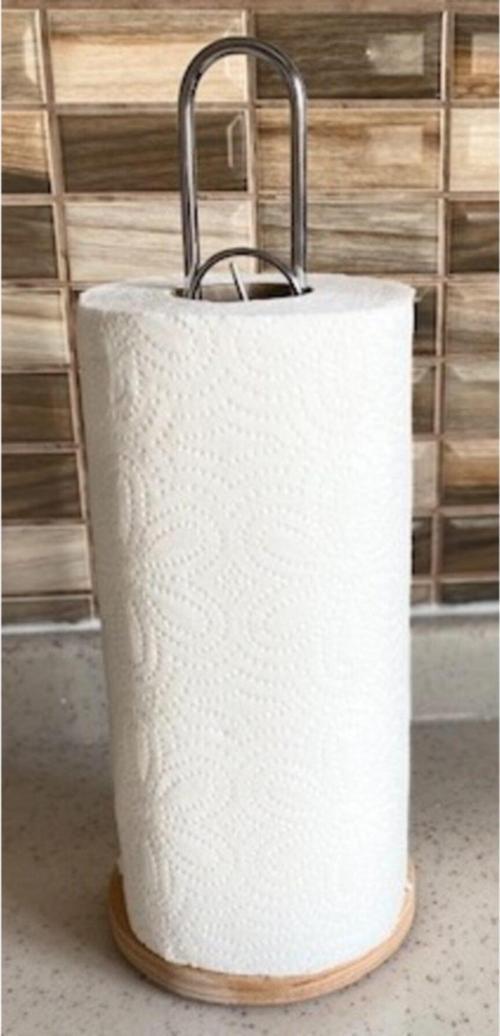 Havlu Kağıtlık Banyo Lavabo Yanı Bambu Tabanlı Paslanmaz Gövde Şık Tasarım Kaliteli Malzeme
