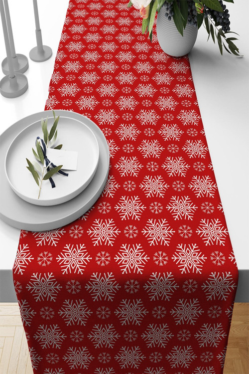 Yeni Yıl Premium Tay Tüyü Leke Tutmayan Kumaş Yılbaşı Masa Örtüsü Christmas Runner 40x140cm Rnr532
