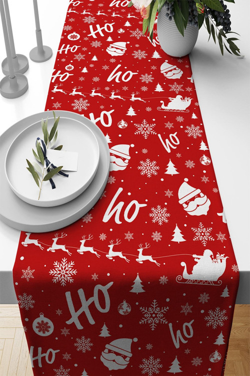 Yeni Yıl Premium Tay Tüyü Leke Tutmayan Kumaş Yılbaşı Christmas Masa Örtüsü Runner 40x140cm Rnr533