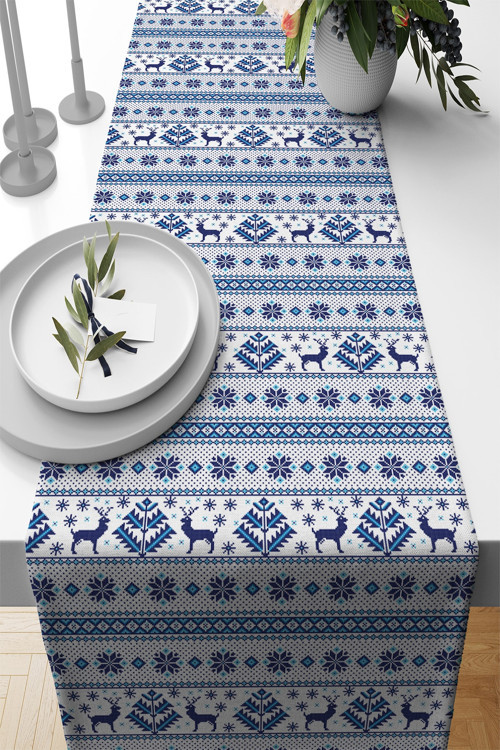 Yeni Yıl Premium Tay Tüyü Leke Tutmayan Kumaş Noel Masa Örtüsü Christmas Runner 40x140cm Rnr544