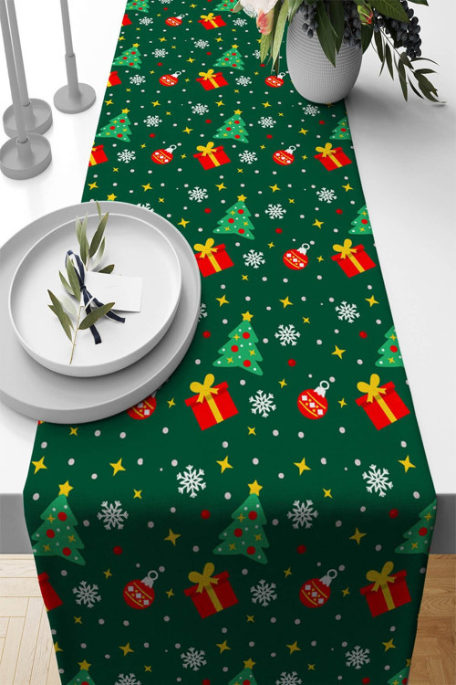 Noel Premium Tay Tüyü Leke Tutmayan Kumaş Yılbaşı Christmas Masa Örtüsü Runner 40x140cm Rnr563