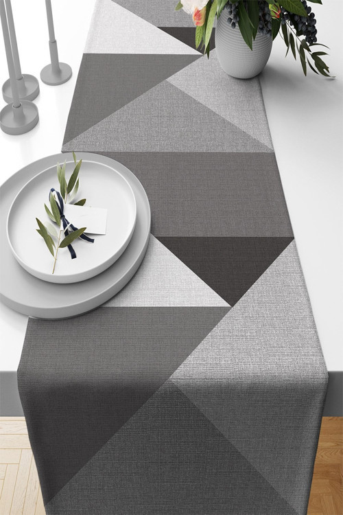 40x140cm Masa Örtüsü Leke Tutmayan Premium Tay Tüyü Dokuma Kumaş Runner Geometrik Rnr392