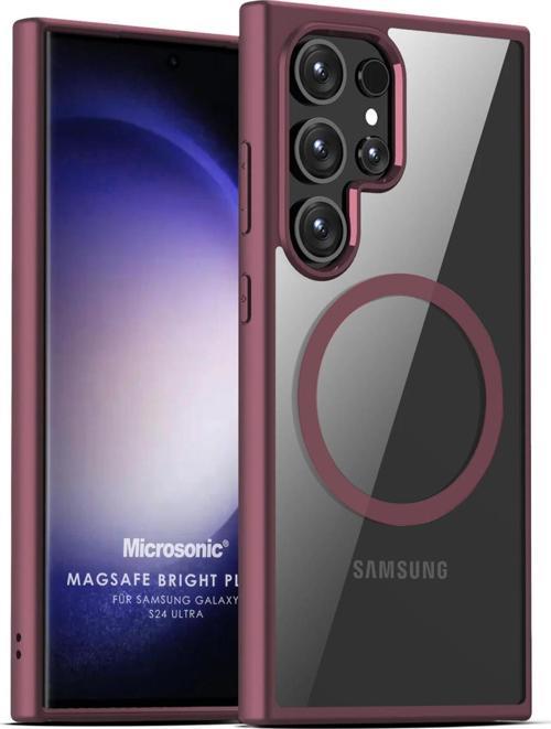 Samsung Galaxy S24 Ultra Kılıf MagSafe Bright Planet Bordo