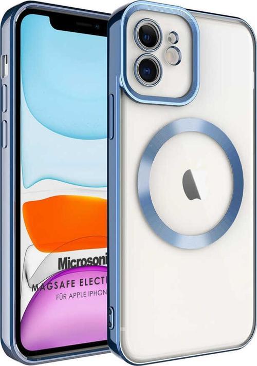 Apple iPhone 11 Kılıf MagSafe Luxury Electroplate Mavi