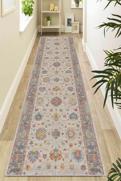 Kaymaz Taban Makinede Yıkanabilir Vintage Kesme Yolluk Ar663