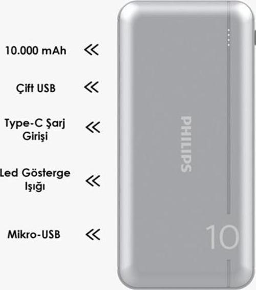 Powerbank Ultra Compact 10000 Mah Dlp Seri DLP1810NV/62 Taşınabilir Çift USB Çıkışı Şarj Cihazı