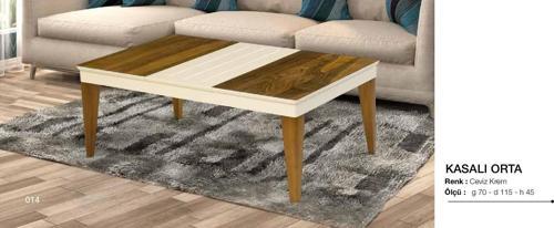 Orta sehpa 11811 OSM KASALI Klasik MODEL Parlak Ceviz Krem Kayın ayak El  yapım