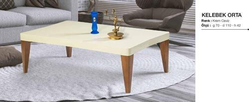 Orta sehpa OSM 11807 KELEBEK Klasik MODEL Parlak Ceviz - Krem Kayın RETRO ayak