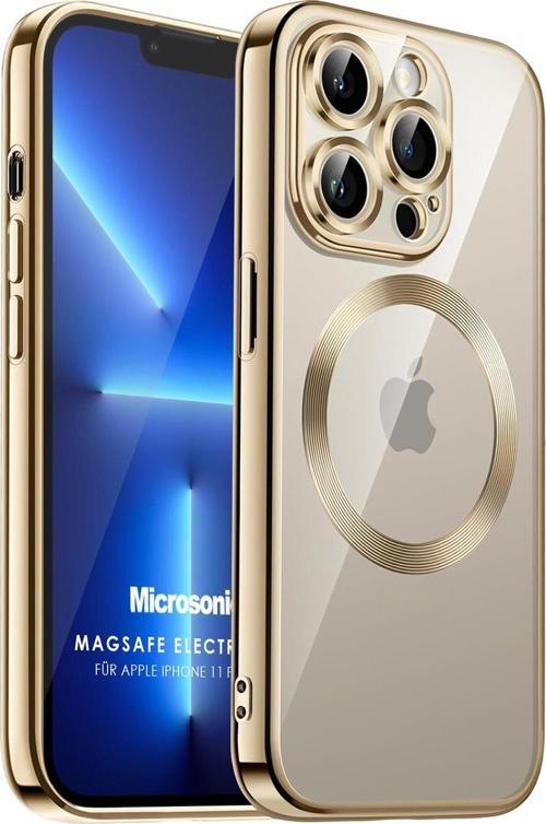 Apple iPhone 11 Pro Max Kılıf MagSafe Luxury Electroplate Gold