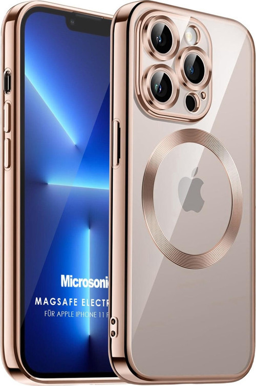Apple iPhone 11 Pro Max Kılıf MagSafe Luxury Electroplate Rose Gold