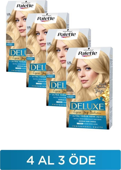 Deluxe Saç Boyası 4 Al 3 Öde Seti Uil Ultra Yoğun Renk Açıcı x 4