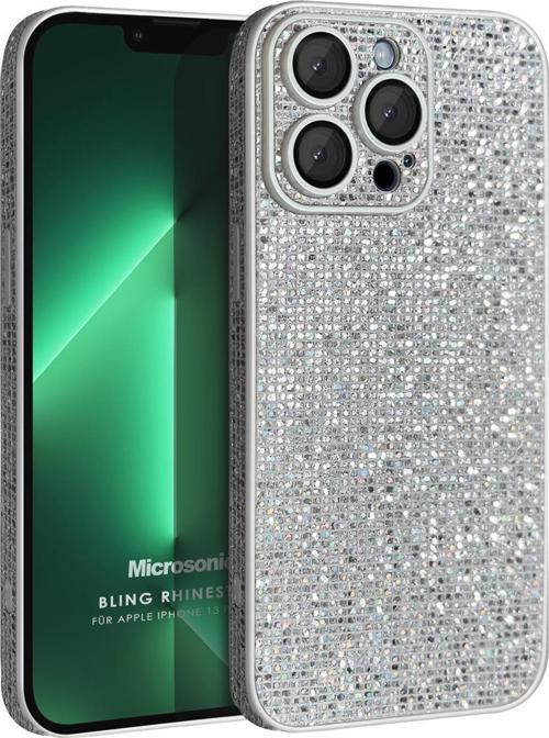 Apple iPhone 13 Pro Max Kılıf Bling Rhinestones Gümüş