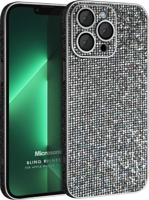 Apple iPhone 13 Pro Max Kılıf Bling Rhinestones Koyu Gri