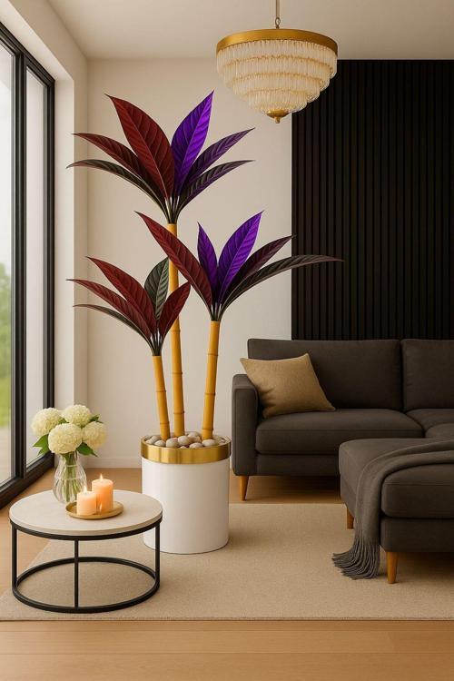 Yapay Kiliç Ağaci 3 Gövdeli 1.50 Cm Lüx Darbuka Saksi Dahil