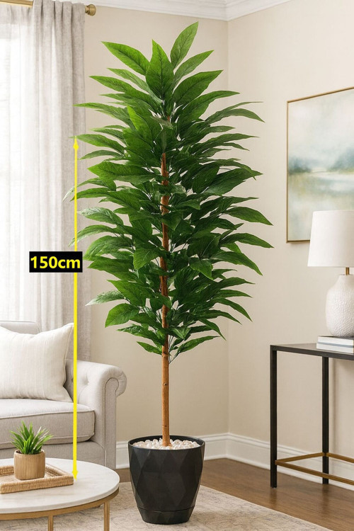Yapay Ceviz Ağacı 140 Cm Uzunluğunda Yakamoz Saksı Ve Dolomit Taşı Dahil