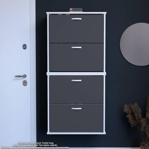 UMAY Asma Antre Hol 72x156x25, 5 cm’ lik 4 Düşer Kapak 8 Göz Bölmeli Ayakkabılık