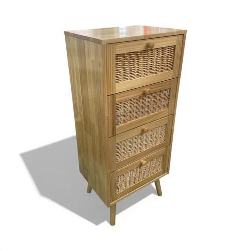 Panalı Masif Rattan 4 Çekmeceli Düzenleyici Dolap