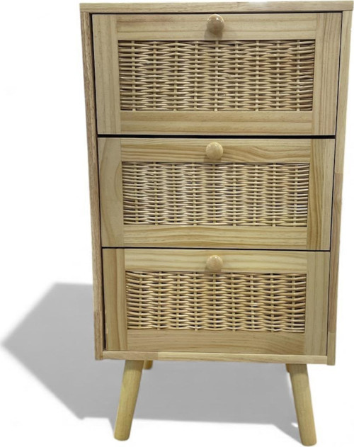 Panalı Masif Rattan 3 Çekmeceli Düzenleyici Dolap BM07