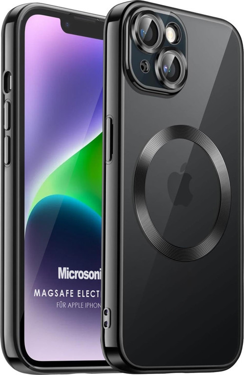 Apple iPhone 14 Plus Kılıf MagSafe Luxury Electroplate Siyah