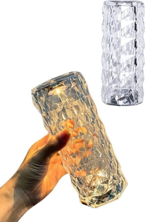 Kristal Lamba Masa Lambası Şarjlı Masa Lambası Dokunmatik Sensör Usb Şarjlı