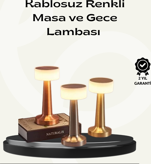 Modern USB'li Kablosuz Masa Lambası – Minimalist Tasarım, 3 Farklı Parlaklık
