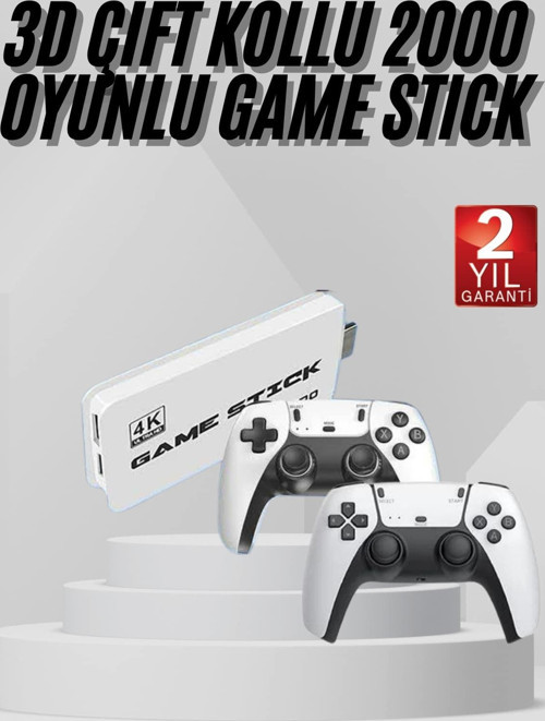 yeni nesil 3D 4K 2000 Oyunlu Game Stick Oyun Konsolu Çift Konsol