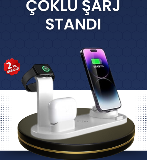 Modern Tasarımlı Çok Fonksiyonlu Kablosuz Şarj Standı