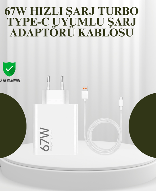67W Güçlü Şarj Adaptörü ve Turbo Kablo Uzun Ömürlü Dayanıklı Tasarım